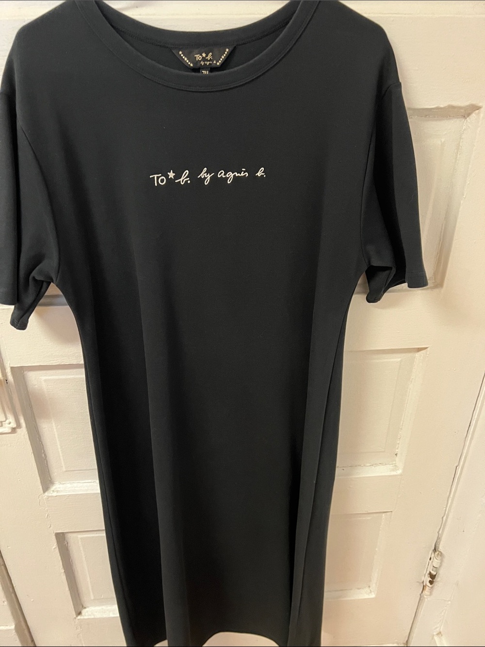 agnès b. Black Logo T-Shirt maxi dress thick material NWOT